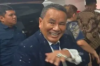 Pengacara Hotman Paris Hutape di gedung Kejagung.