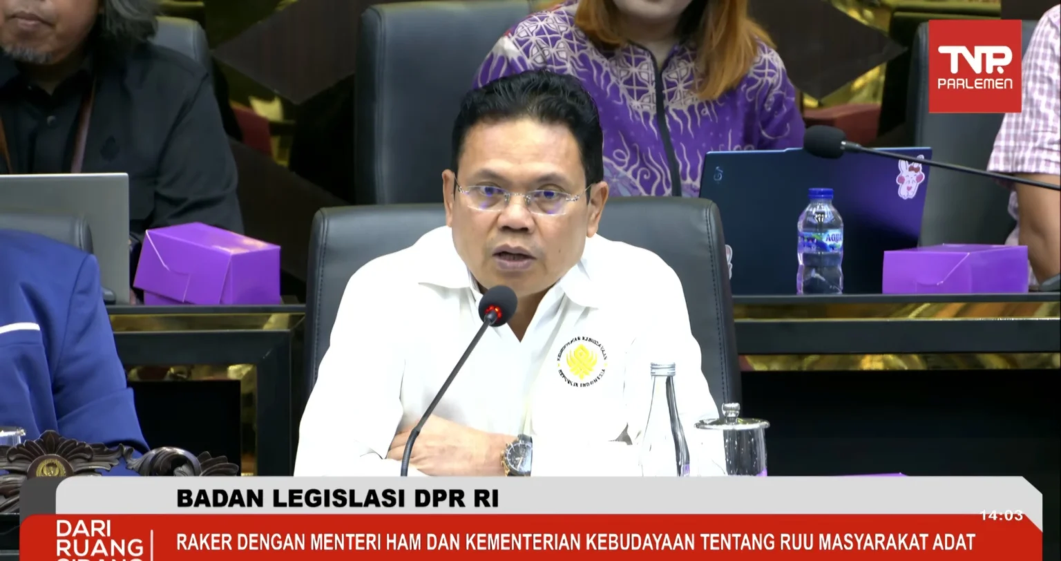 Direktur Jenderal Pelindungan Kebudayaan dan Tradisi Kementerian Kebudayaan Restu Gunawan di gedung DPR, 15 Juli 2026.