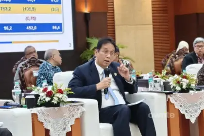 Menteri Keuangan Purbaya Yudhi Sadewa dalam konferensi pers APBN KiTA (Sumber: Owrite/Anisa Aulia)