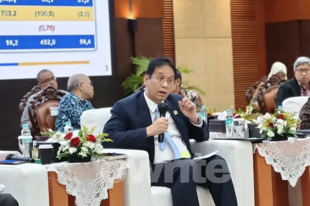 Menteri Keuangan Purbaya Yudhi Sadewa dalam konferensi pers APBN KiTA (Sumber: Owrite/Anisa Aulia)