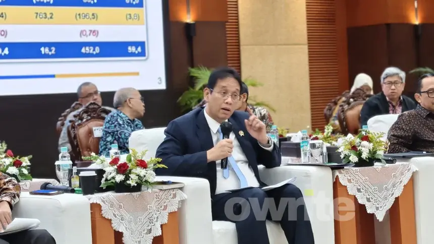 Menteri Keuangan Purbaya Yudhi Sadewa dalam konferensi pers APBN KiTA (Sumber: Owrite/Anisa Aulia)