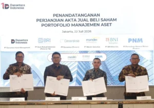 MoU Akta Jual Beli Saham Portofolio Manajemen Aset BUMN oleh Danantara. (Sumber: Danantara)