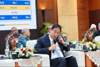 Menteri Keuangan Purbaya Yudhi Sadewa dalam konferensi pers APBN KiTA, di Jakarta.