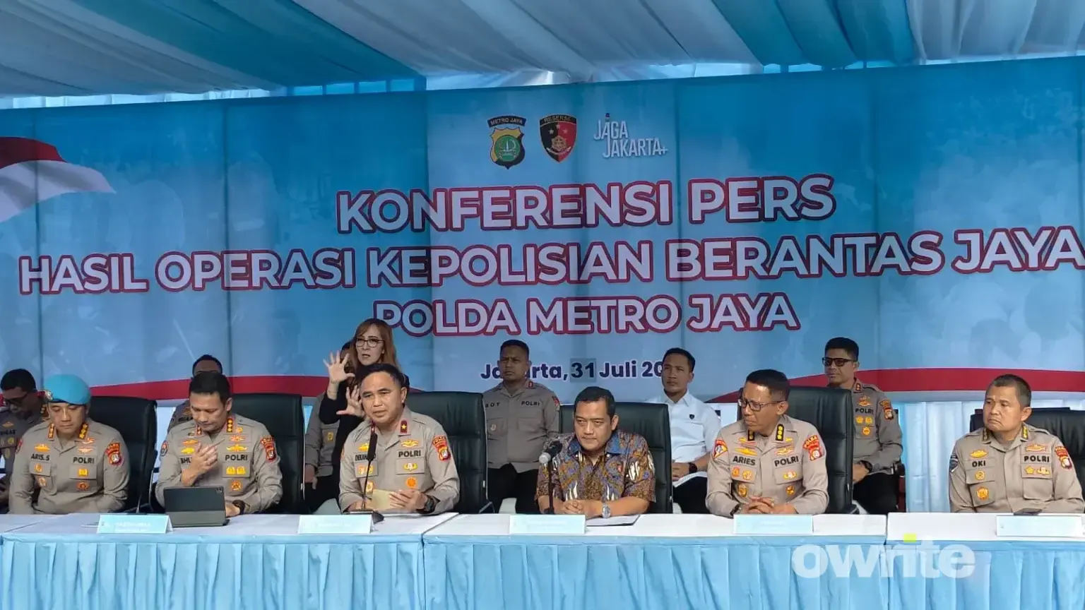 Konferensi pers hasil Operasi Brantas Jaya Polda Metro Jaya, 31 Juli 2026.