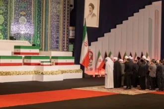 Prosesi pemakaman mantan Pemimpin Tertinggi Iran Ali Khamenei.