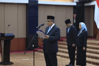 Gubernur Bank Indonesia Perry Warjiyo melantik 12 Pemimpin Satuan Kerja Bank Indonesia, 17 Juli 2026.