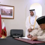 Presiden RI Prabowo Subianto mendatangi Kedutaan Besar atau Kedubes Qatar di Jakarta, Rabu, 15 Juli 2026.
