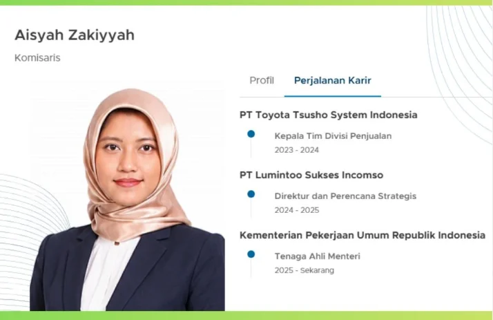 Aisyah Zakkiyah Jadi Komisaris PTPP