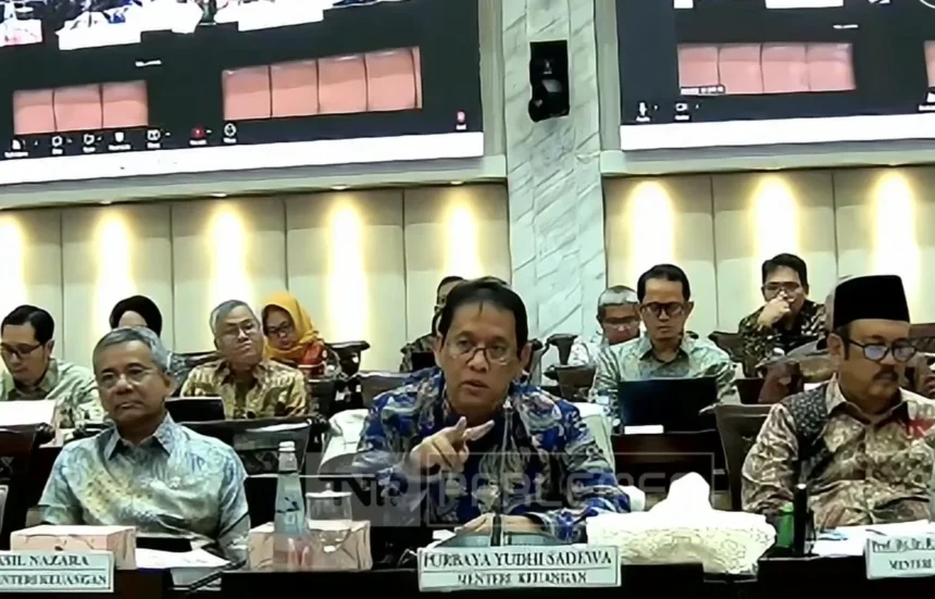 Menteri Keuangan Purbaya Yudi Sadewa di RDP dengan Komisi XI DPR RI. (Sumber: YT TV Parlemen)