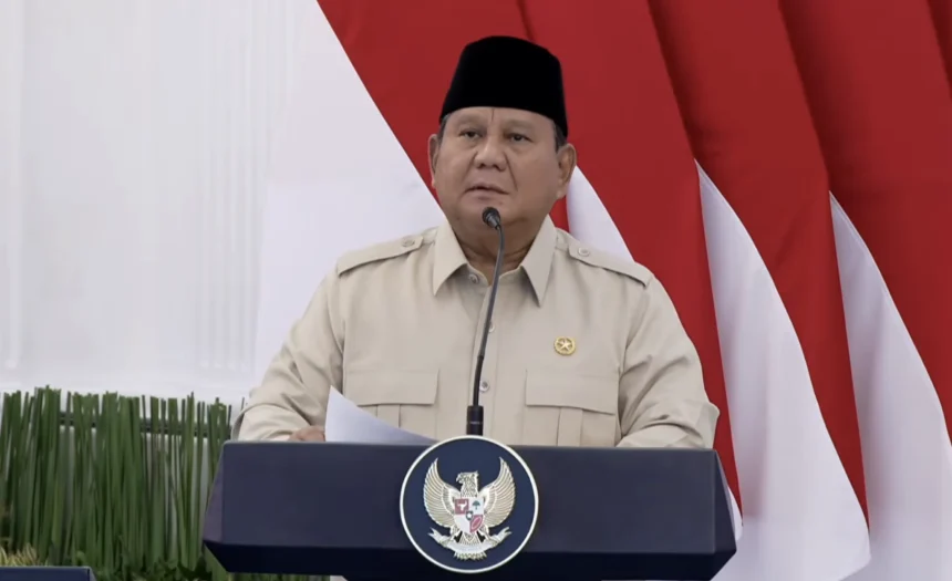 Presiden Prabowo Subianto saat groundbreaking Proyek Abadi Masela. (Sumber: YT BPMI)