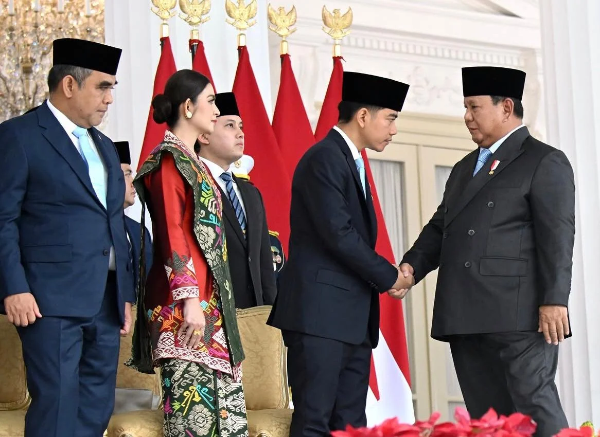 Presiden Prabowo Subiant, Wakil Presiden Gibran Rakabuming Raka dan Ketua MPR RI, Ahmad Muzani.