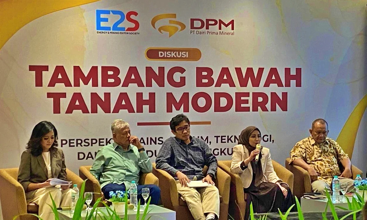 Diskusi bertemakan Tambang Bawah Tanah Modern Perspektif Sains, Hukum, Teknolog dan Perlindungan Lingkungan yang digelar Editor Energy and Mining Society (E2S), di jakarta Senin, 27 Juli 2026. (Sumber: Owrite/Dusep Malik)