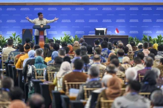 Presiden Prabowo Subianto memberi sambutan saat pembukaan Konvensi Sains, Teknologi, dan Industri Indonesia (KSTI) di Jakarta, Jumat (26/6/2026).
