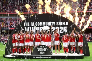 Aesenal memenangkan gelar Community Shield, Minggu, 16 Agustus 2026.