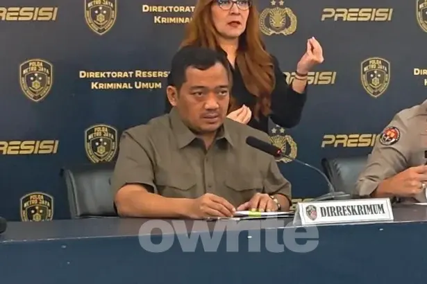 Dirkrimum Polda Metro Jaya Kombes Iman Imanuddin dalam konferensi pers pendalaman asal dana 63 terduga anarko dalam demo RUU Perampasan Aset, 27 Agustus 2026, di Jakarta.