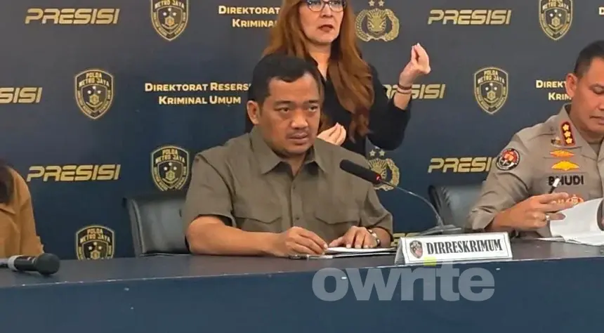 Dirkrimum Polda Metro Jaya Kombes Iman Imanuddin dalam konferensi pers pendalaman asal dana 63 terduga anarko dalam demo RUU Perampasan Aset, 27 Agustus 2026, di Jakarta.