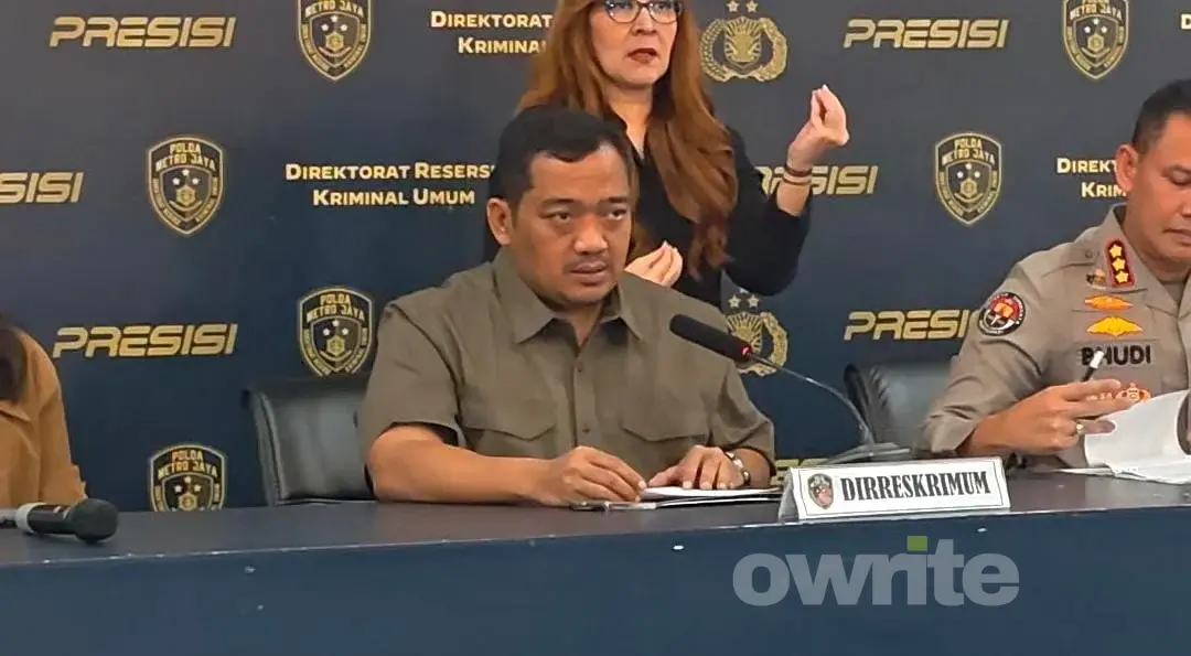 Dirkrimum Polda Metro Jaya Kombes Iman Imanuddin dalam konferensi pers pendalaman asal dana 63 terduga anarko dalam demo RUU Perampasan Aset, 27 Agustus 2026, di Jakarta.