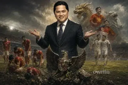 Ilustrasi kegagalan Timnas Indonesia di bawah kepemimpinan Erick Thohir sebagai Ketua Umum PSSI.
