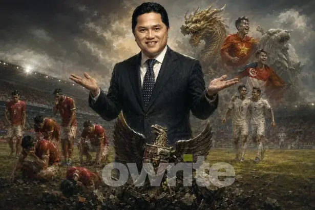 Ilustrasi kegagalan Timnas Indonesia di bawah kepemimpinan Erick Thohir sebagai Ketua Umum PSSI.