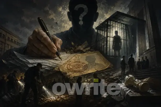 Kolase misteri hukum dan keadilan.