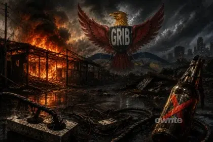 Ilustrasi posko GRIB Jaya terbakar.