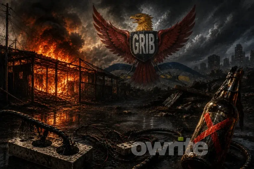 Ilustrasi posko GRIB Jaya terbakar.