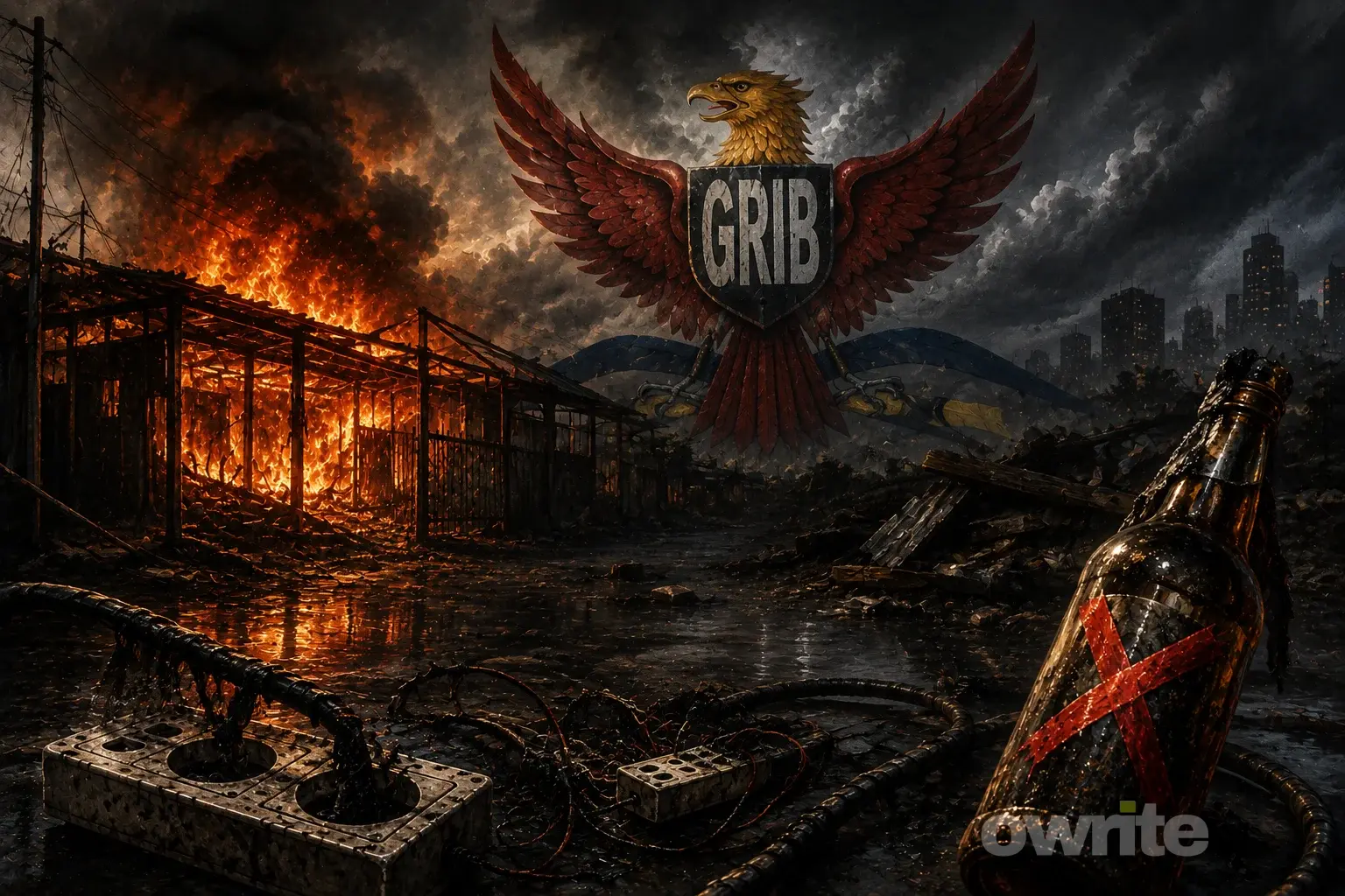 Ilustrasi posko GRIB Jaya terbakar.