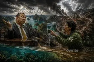 Ilustrasi konfrontasi aktivis tambang nikel di Raja Ampat.