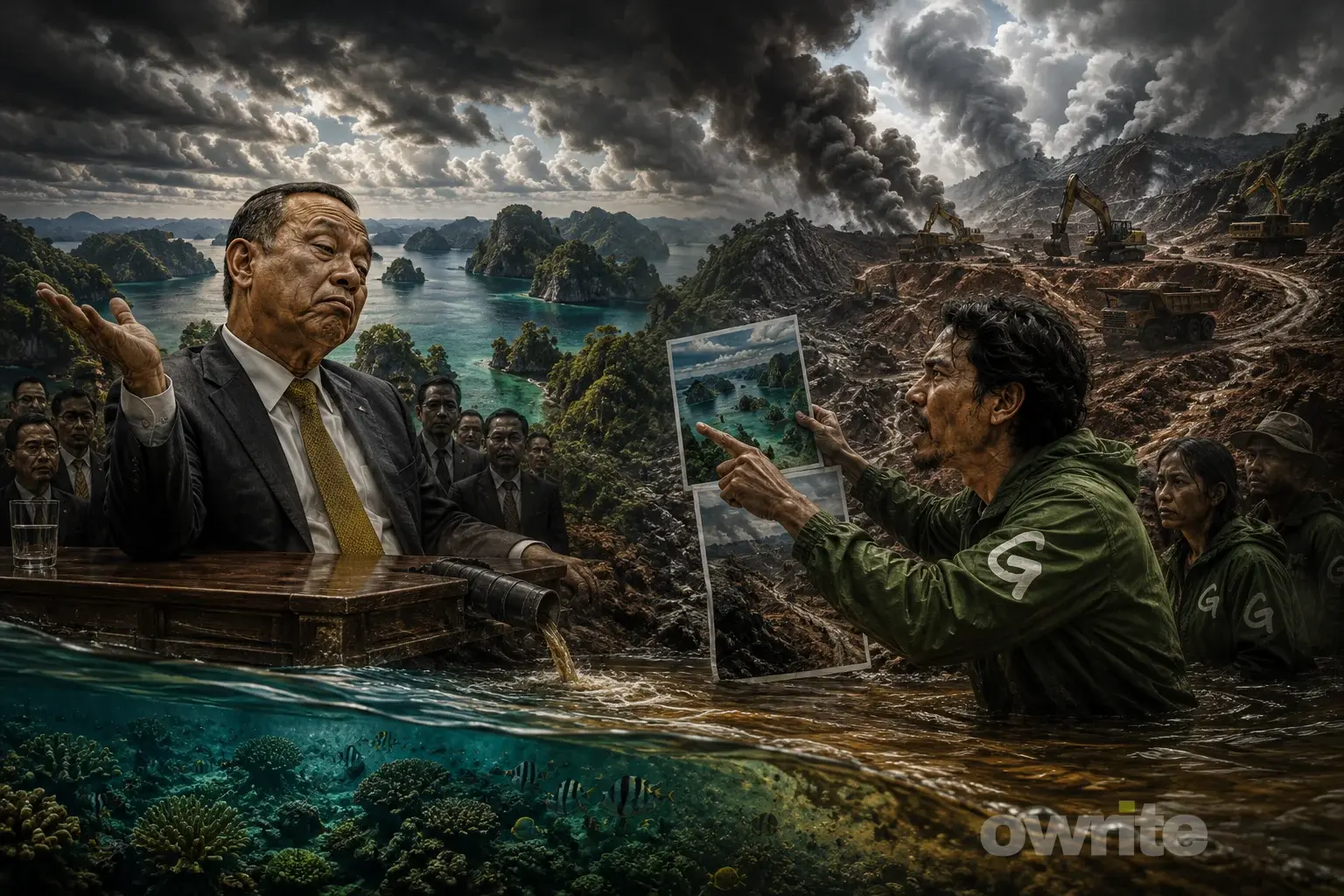 Ilustrasi konfrontasi aktivis tambang nikel di Raja Ampat.