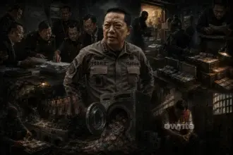 Ilustrasi Febrie Adriansyah dalam pusaran kasusnya.