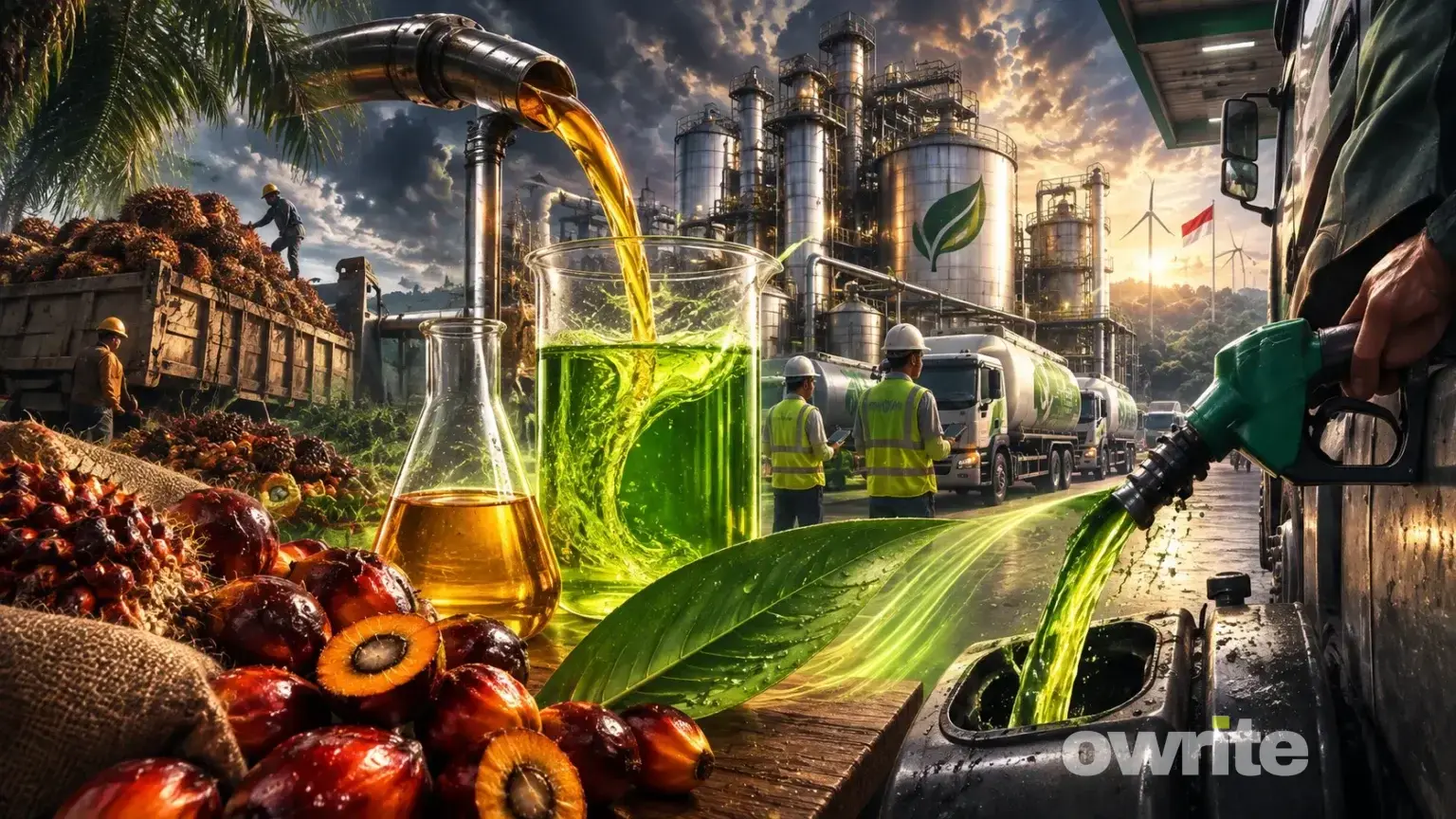 Ilustrasi rantai energi biodiesel berkelanjutan.
