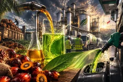Ilustrasi rantai energi biodiesel berkelanjutan.