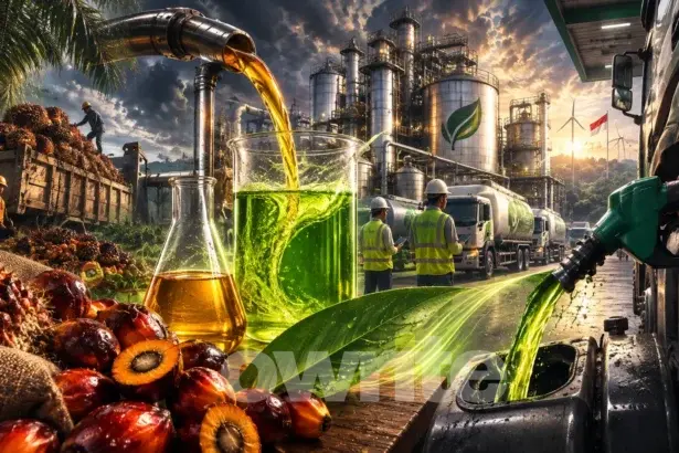 Ilustrasi rantai energi biodiesel berkelanjutan.