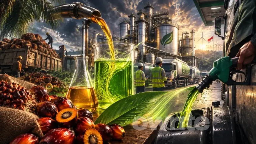 Ilustrasi rantai energi biodiesel berkelanjutan.