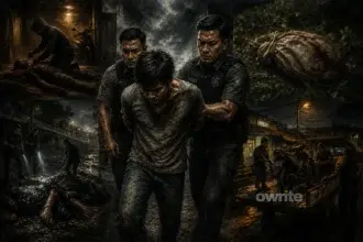 Ilustrasi penangkapan kriminal oleh polisi.