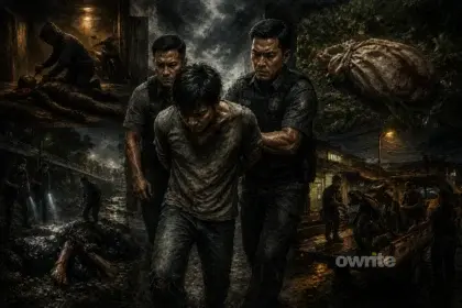 Ilustrasi penangkapan kriminal oleh polisi.