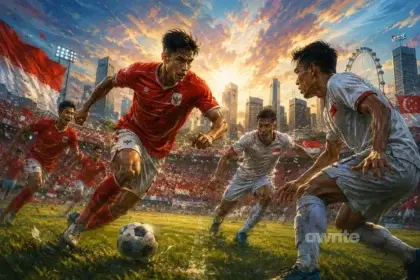 Ilustrasi Indonesia vs. Singapura pada Piala AFF 2026.