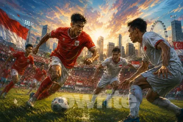 Ilustrasi Indonesia vs. Singapura pada Piala AFF 2026.