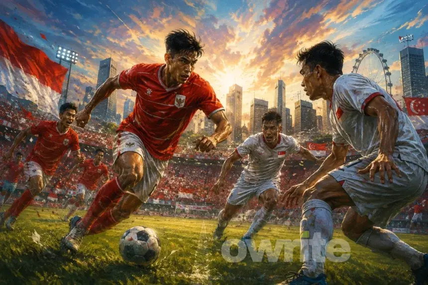 Ilustrasi Indonesia vs. Singapura pada Piala AFF 2026.