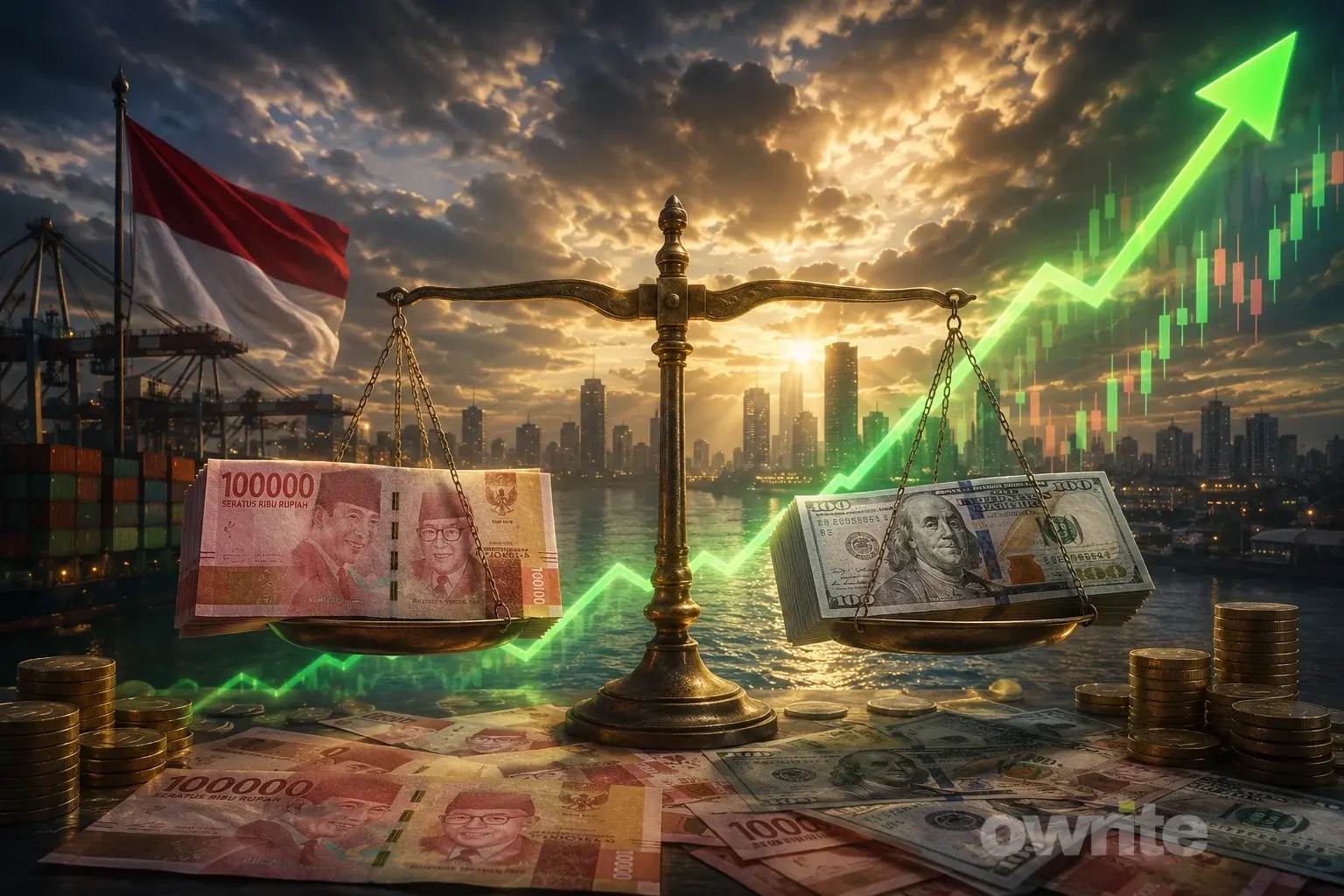 Ilustrasi nilai tukar rupiah menguat.