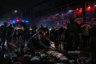 Ilustrasi penggerebekan klub malam oleh polisi.