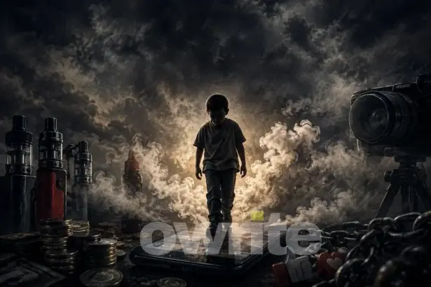 Ilustrasi promosi vape dan potensi eksploitasi anak.