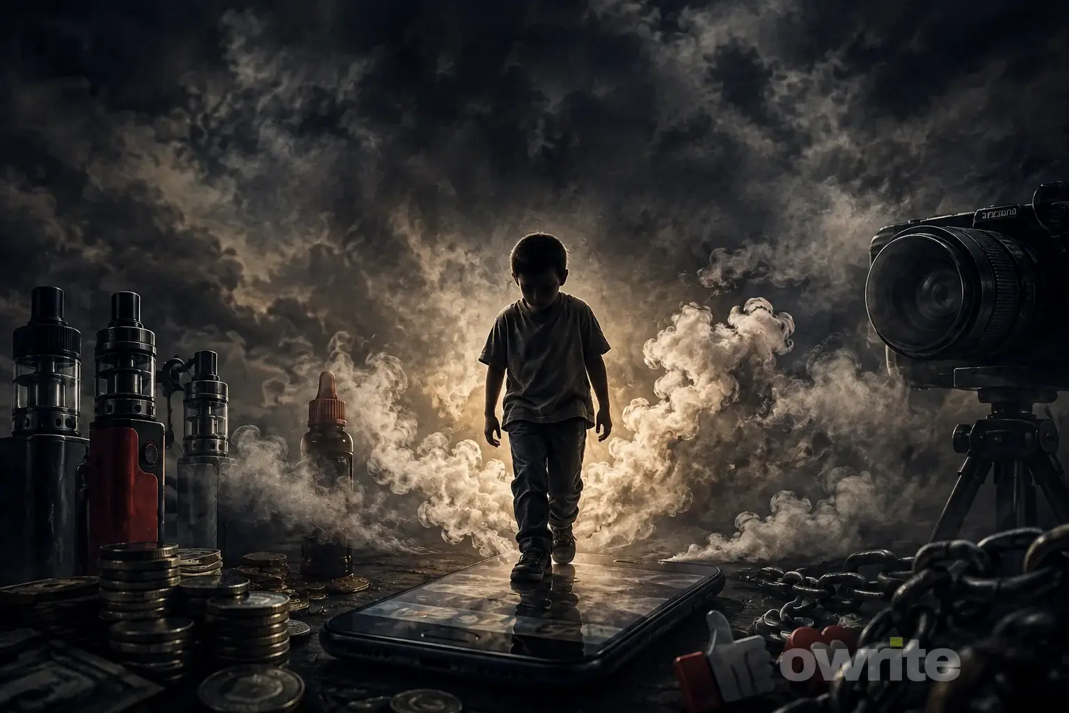 Ilustrasi promosi vape dan potensi eksploitasi anak.