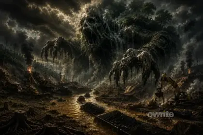 Ilustrasi sosok perusak lingkungan di Kalimantan Selatan.