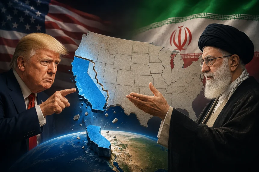 Iran Balas Klaim Trump dengan ikut sebut California wilayah baru Teheran. (Sumber: Gambar AI)
