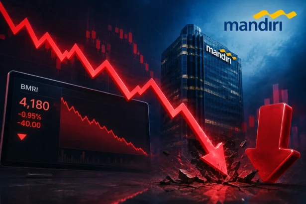 Saham Bank Mandiri Melemah usai isu Pemblokiran Rekening AMPB. (Gambar dibuat AI)