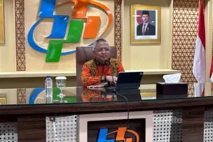 Deputi Bidang Neraca dan Analisis Statistik M. Edy Mahmud dalam konferensi pers di kantornya, 5 Agustus 2026.