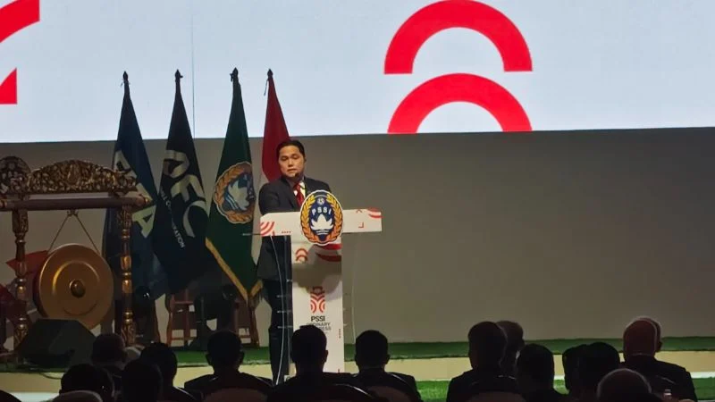 Ketua Umum PSSI Erick Thohir menyampaikan pesan pidato Presiden RI Prabowo Subianto dalam Kongres PSSI.