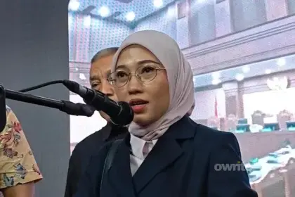 Kuasa Hukum Eks Menag Yaqut Cholil Qoumas, Mellisa Anggraini, memberikan keterangan terkait persidangan kliennya, 11 Agustus 2026.