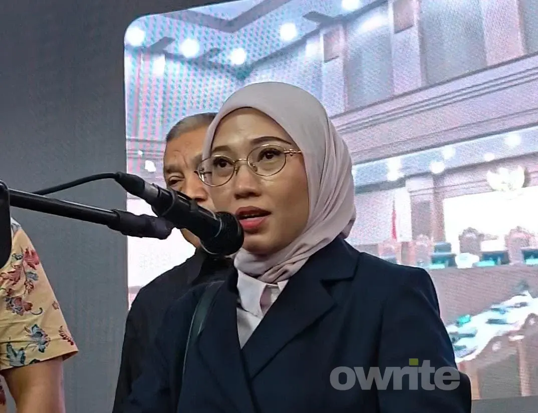 Kuasa Hukum Eks Menag Yaqut Cholil Qoumas, Mellisa Anggraini, memberikan keterangan terkait persidangan kliennya, 11 Agustus 2026.